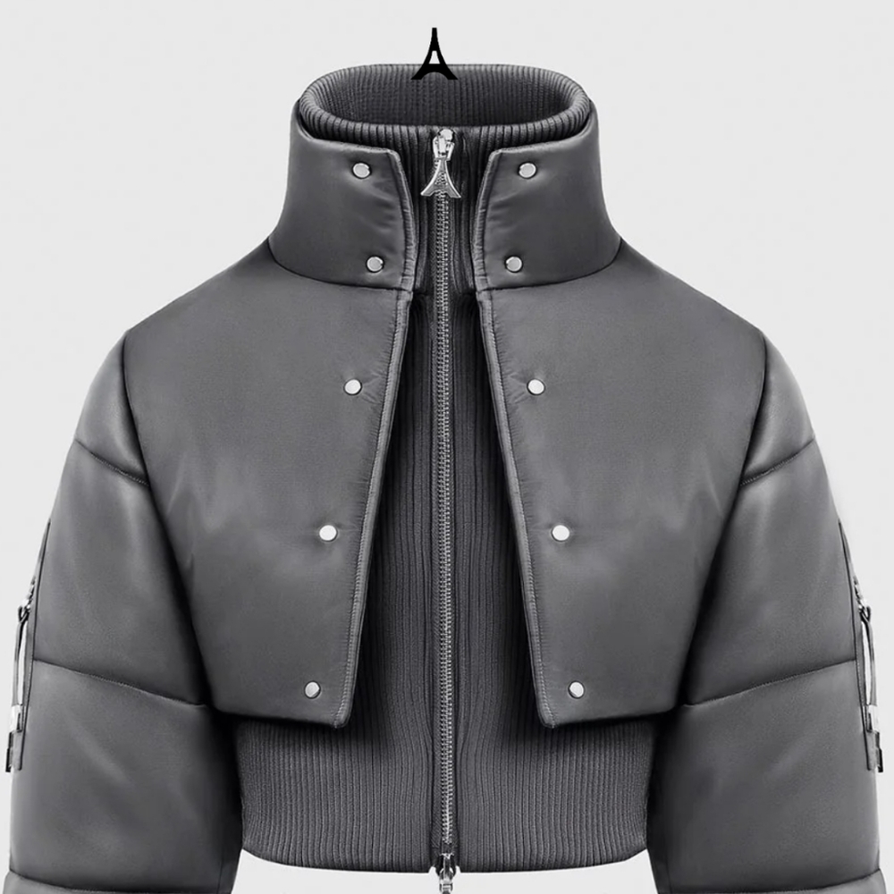 Vegan Leather Cropped Puffer Jacket